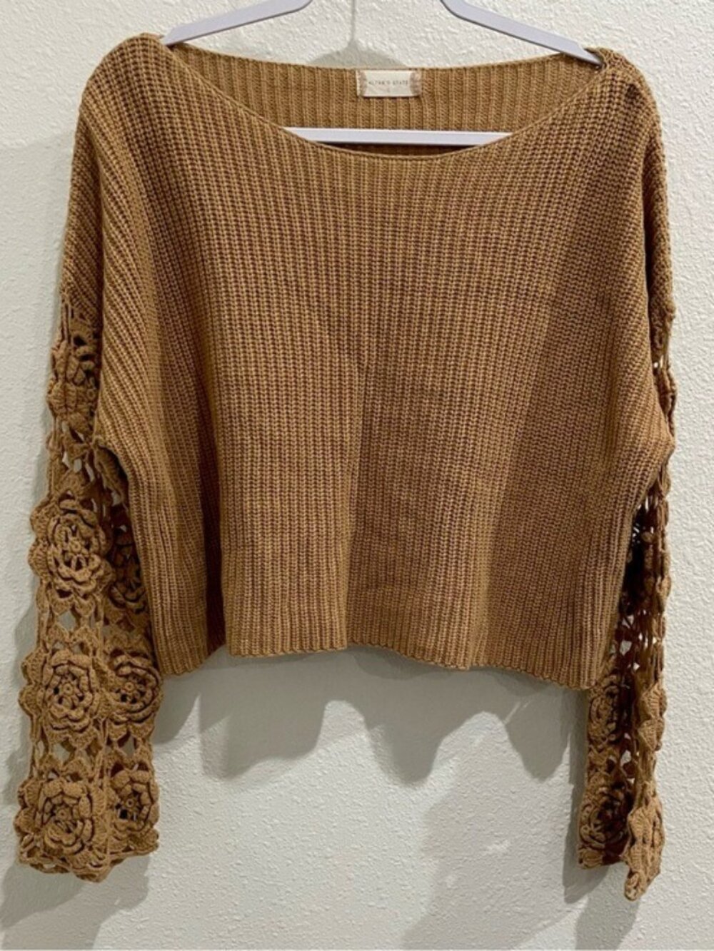 Altar’d State Floral Crochet Boxy Sweater Neutral Boho Oversized